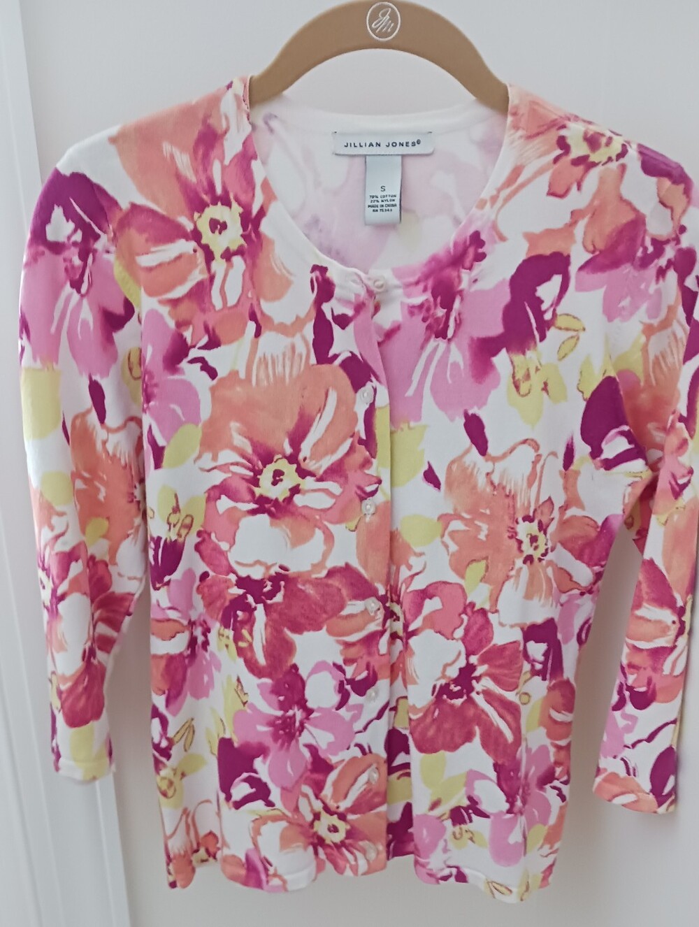 BEAUTIFUL floral cotton cardigan 3/4 sleeve - Picture 3 of 4